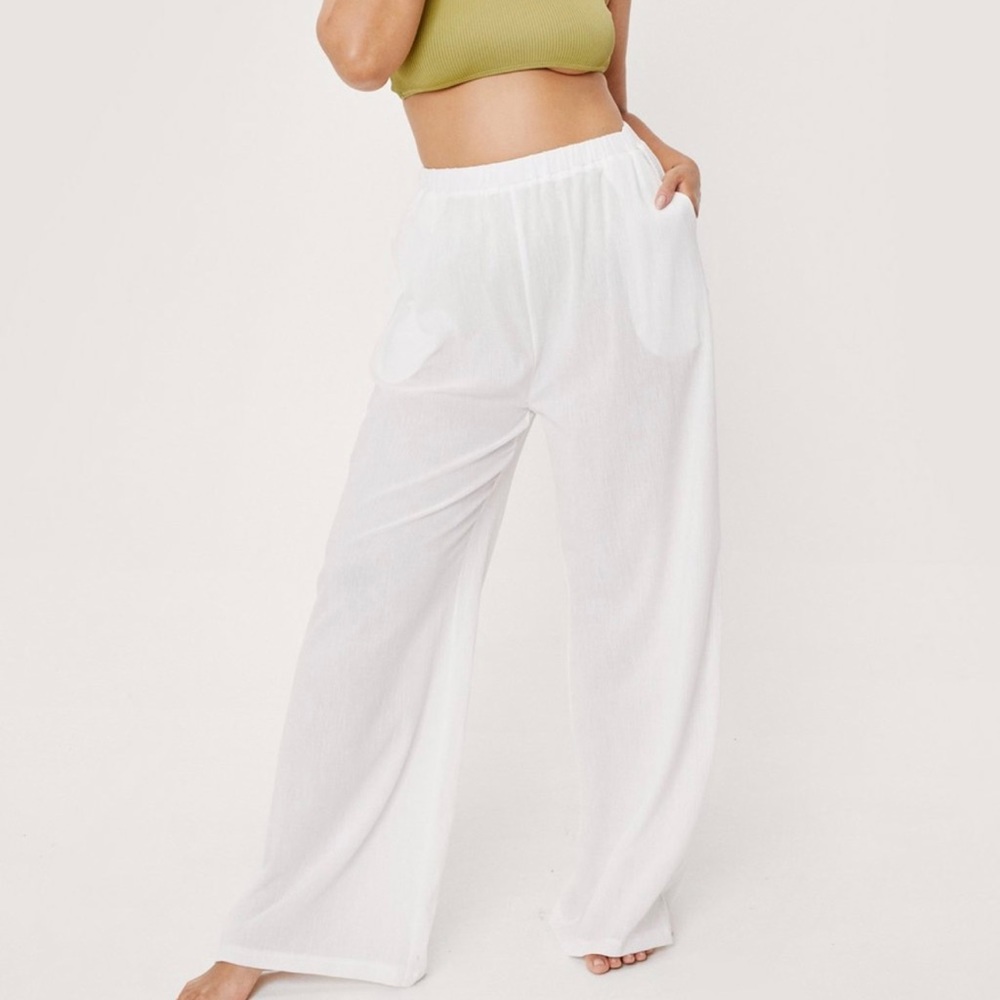 NASTY GAL | NEW W TAGS | Plus Size Crinkle Wide Leg Cover Up Pants | SIZE 22